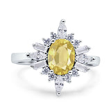 Vintage Style Oval Engagement Ring Simulated Cubic Zirconia 925 Sterling Silver