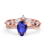 Teardrop Pear Twisted Infinity Style Bridal Two Piece Engagement Ring Cubic Zirconia 925 Sterling Silver