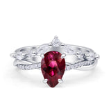 Teardrop Pear Twisted Infinity Style Bridal Two Piece Engagement Ring Cubic Zirconia 925 Sterling Silver
