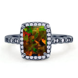 Art Deco Accent Halo Radiant Engagement Ring Cubic Zirconia 925 Sterling Silver