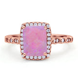 Art Deco Accent Halo Radiant Engagement Ring Cubic Zirconia 925 Sterling Silver