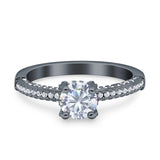 Solitaire Accent Wedding Ring Simulated Cubic Zirconia 925 Sterling Silver
