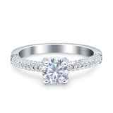 Solitaire Accent Wedding Ring Simulated Cubic Zirconia 925 Sterling Silver