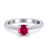 Solitaire Accent Wedding Ring Simulated Cubic Zirconia 925 Sterling Silver