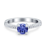 Solitaire Accent Wedding Ring Simulated Cubic Zirconia 925 Sterling Silver