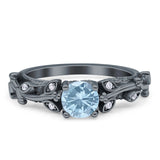 Vintage Style Floral Round Engagement Ring Cubic Zirconia 925 Sterling Silver