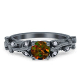 Vintage Style Floral Round Engagement Ring Cubic Zirconia 925 Sterling Silver