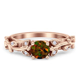 Vintage Style Floral Round Engagement Ring Cubic Zirconia 925 Sterling Silver