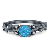 Vintage Style Floral Round Engagement Ring Cubic Zirconia 925 Sterling Silver