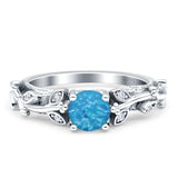 Vintage Style Floral Round Engagement Ring Cubic Zirconia 925 Sterling Silver