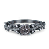 Vintage Floral Leaf Style Round Natural Rutilated Quartz Engagement Ring
