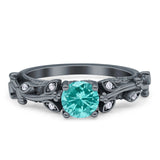 Vintage Style Floral Round Engagement Ring Cubic Zirconia 925 Sterling Silver