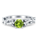 Vintage Style Floral Round Engagement Ring Cubic Zirconia 925 Sterling Silver