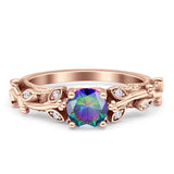 Vintage Style Floral Round Engagement Ring Cubic Zirconia 925 Sterling Silver