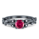 Vintage Style Floral Round Engagement Ring Cubic Zirconia 925 Sterling Silver