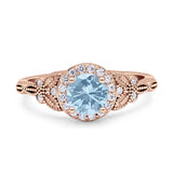 Art Deco Round Engagement Ring Cubic Zirconia 925 Sterling Silver