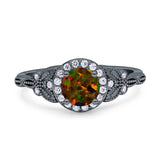 Art Deco Round Engagement Ring Cubic Zirconia 925 Sterling Silver