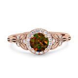 Art Deco Round Engagement Ring Cubic Zirconia 925 Sterling Silver