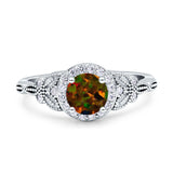 Art Deco Round Engagement Ring Cubic Zirconia 925 Sterling Silver