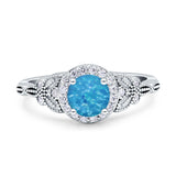 Art Deco Round Engagement Ring Cubic Zirconia 925 Sterling Silver