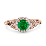 Art Deco Round Engagement Ring Cubic Zirconia 925 Sterling Silver