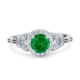 Art Deco Round Engagement Ring Cubic Zirconia 925 Sterling Silver