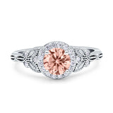 Art Deco Round Engagement Ring Cubic Zirconia 925 Sterling Silver