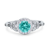 Art Deco Round Engagement Ring Cubic Zirconia 925 Sterling Silver