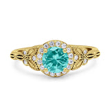 Art Deco Round Engagement Ring Cubic Zirconia 925 Sterling Silver