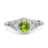 Art Deco Round Engagement Ring Cubic Zirconia 925 Sterling Silver