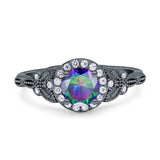 Art Deco Round Engagement Ring Cubic Zirconia 925 Sterling Silver