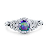 Art Deco Round Engagement Ring Cubic Zirconia 925 Sterling Silver