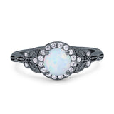 Art Deco Round Engagement Ring Cubic Zirconia 925 Sterling Silver