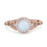 Art Deco Round Engagement Ring Cubic Zirconia 925 Sterling Silver