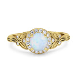 Art Deco Round Engagement Ring Cubic Zirconia 925 Sterling Silver