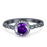 Halo Round Engagement Ring Cubic Zirconia 925 Sterling Silver