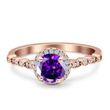 Halo Round Engagement Ring Cubic Zirconia 925 Sterling Silver
