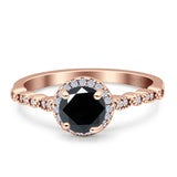 Halo Round Engagement Ring Cubic Zirconia 925 Sterling Silver