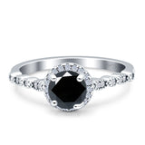 Halo Round Engagement Ring Cubic Zirconia 925 Sterling Silver
