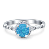 Halo Round Engagement Ring Cubic Zirconia 925 Sterling Silver
