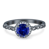 Halo Round Engagement Ring Cubic Zirconia 925 Sterling Silver