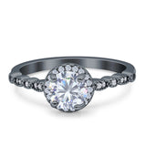 Halo Round Engagement Ring Cubic Zirconia 925 Sterling Silver
