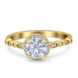 Halo Round Engagement Ring Cubic Zirconia 925 Sterling Silver