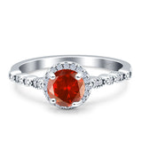 Halo Round Engagement Ring Cubic Zirconia 925 Sterling Silver