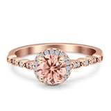 Halo Round Engagement Ring Cubic Zirconia 925 Sterling Silver