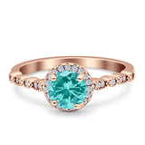 Halo Round Engagement Ring Cubic Zirconia 925 Sterling Silver