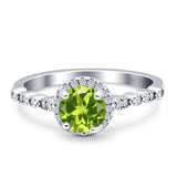 Halo Round Engagement Ring Cubic Zirconia 925 Sterling Silver