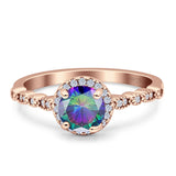 Halo Round Engagement Ring Cubic Zirconia 925 Sterling Silver