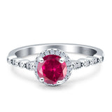 Halo Round Engagement Ring Cubic Zirconia 925 Sterling Silver