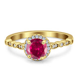 Halo Round Engagement Ring Cubic Zirconia 925 Sterling Silver